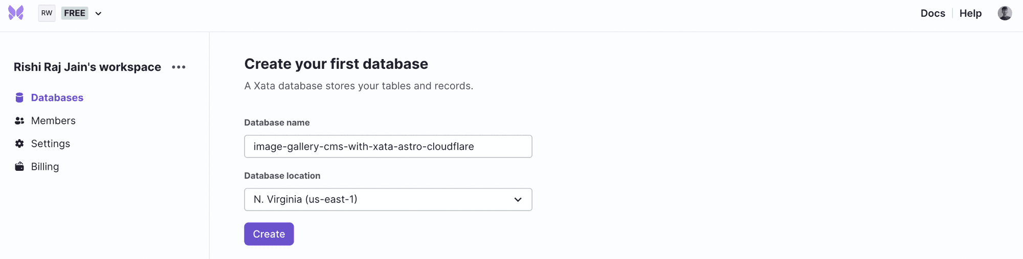 Create a database